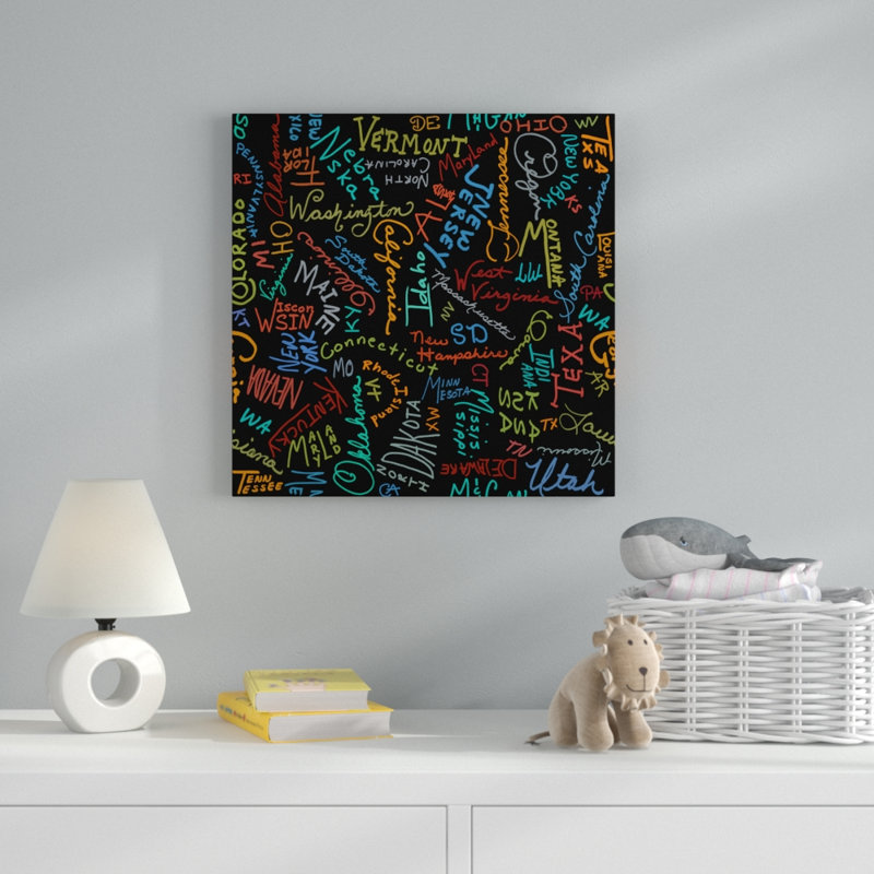 « state typographie black », art sur toile, H 14 po x l 14 po x P 2 po