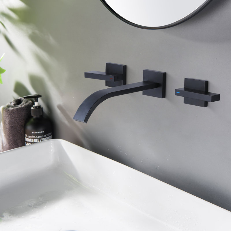 Wall Mounted Optional 2-handle Bathroom Faucet, Matte Black