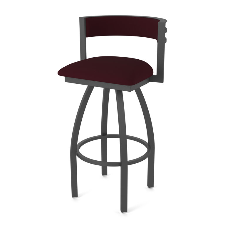 Tabouret Artémis, Vinyle - bordeaux Canter, Étain, Tabouret de bar (siège d'une hauteur de 36 po)