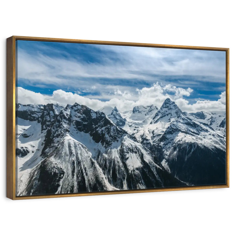 Snow Mountain Peaks, Floating Frame Gold, 25" X 17"