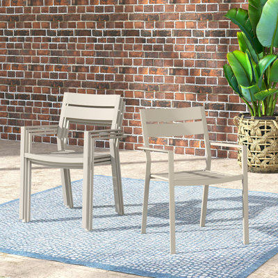 Rilynn Outdoor Patio Stackable Metal Dining Chairs