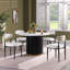 Table de salle à manger de 46 pouces en faux marbre, base en métal noir Wave avec décoration dorée - pouvant accueillir 4 personnes pour la cuisine et la salle à manger