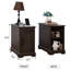 Table de bout Farmhouse avec station de charge, armoire de rangement avec porte en bois et tablette réglable, table d'appoint rustique avec ports USB et prises de courant pour le salon ou la chambre à coucher-340329985-355233426