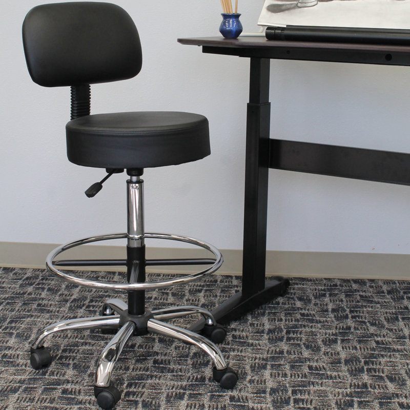 Vinyl Drafting Chair, Black