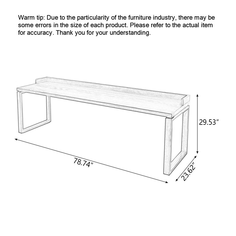 Rectangular Solid Wood Writing Desk, 29.53" H x 78.74" W x 23.62" D