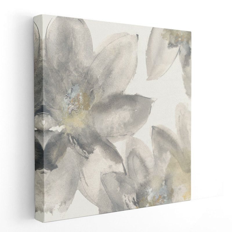 «Gray and Silver Flowers I», reproduction d'art sur toile, H 12 po x l 12 po