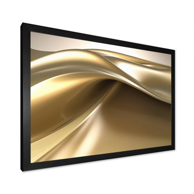 Minimal Glam Subtle Retro Liquid Gold Wave - Abstract Shapes Canvas Wall Art