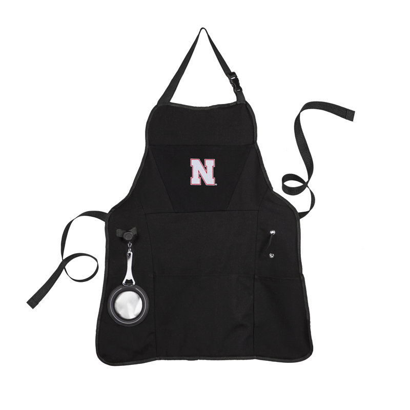 No Pattern Cotton Bib Apron, Black, NCAA Nebraska