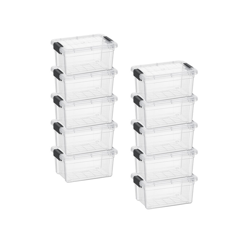  Clear Mini Storage Bin with Lid, 1.85 Qt. Plastic Organizing Storage Box for Home, 10 Pack, 1.85 Qt.