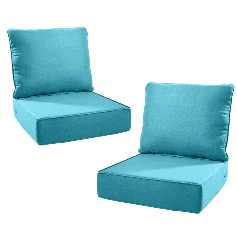 Wickes 24 In. X 24 In. Outdoor Deep Seating Lounge Chair Cushion 6" Thick Water-Resistant Seat/Back Cushion, Teal