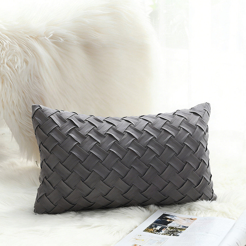 Ensemble de 1 housse de coussin décoratif Boho (12 x 20) - Coussin décoratif gris foncé pour canapé et lit, Gris foncé