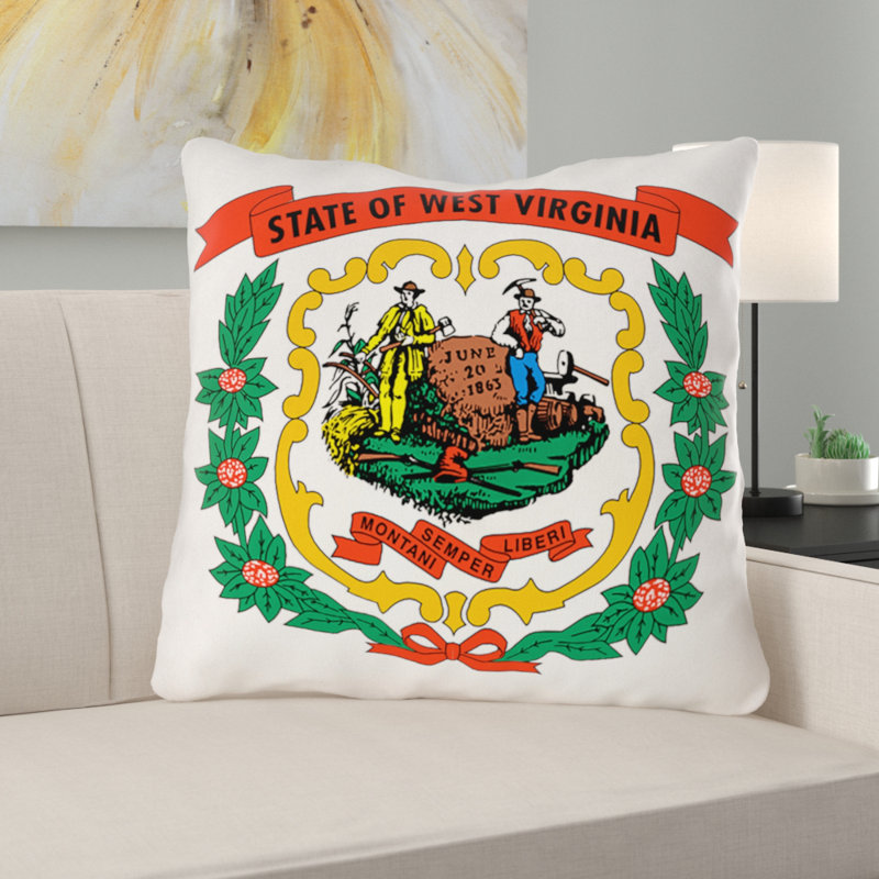 Oreiller Katelyn Smith West Virginia Flag, 14 po x 14 po, Lin, Housse de coussin