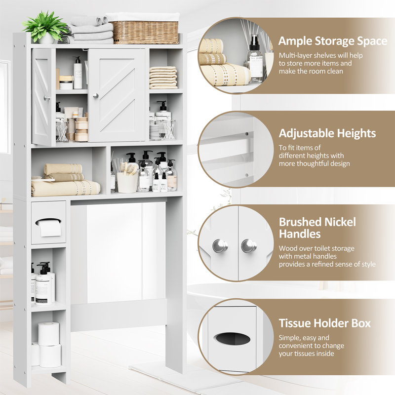 Emefu Over The Toilet Storage Cabinet for Bathroom Space Saver, White