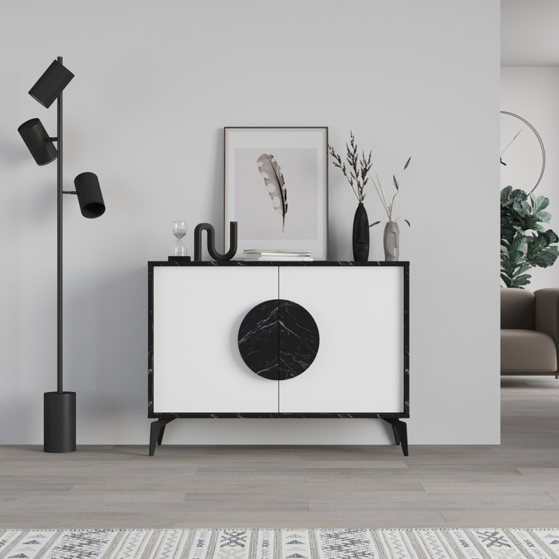 Kaira 2-Door Cabinet Stylish Storage Solution for Modern Living Spaces, Bendir/White