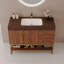 Meuble-lavabo moderne 36 po avec lavabo en céramique sans couture et armoire autoportante dorée
