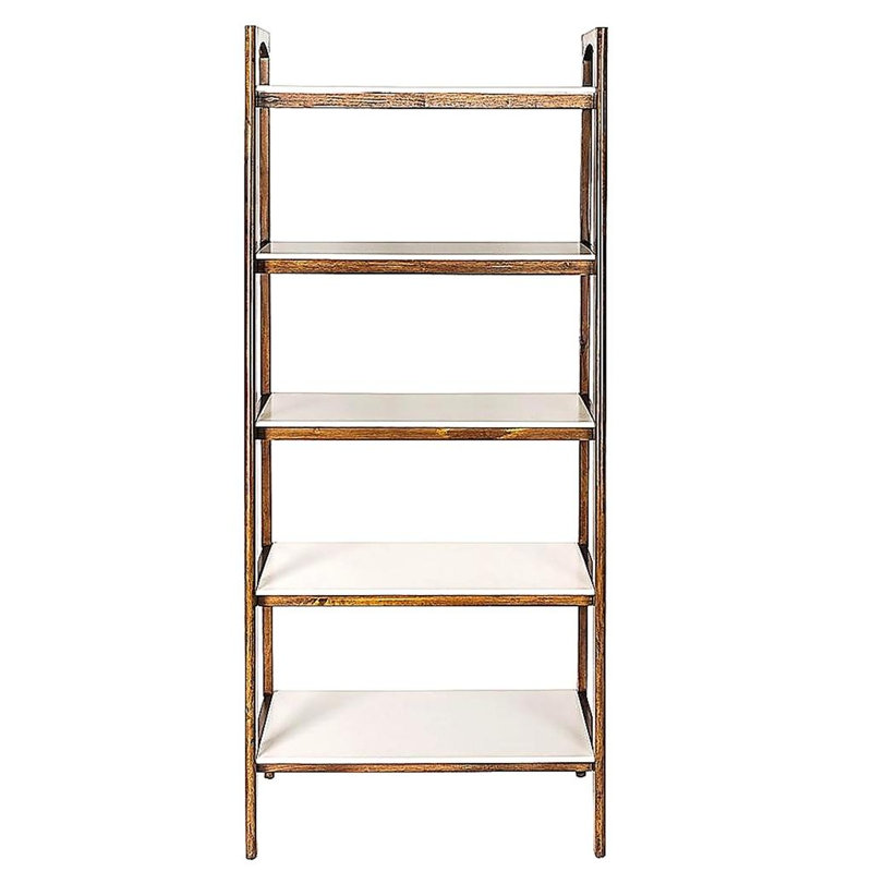 Tablette / bibliothèque, Blanc cassé / pacane