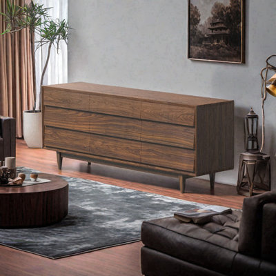 Commode d'appoint style rétro en noyer noir