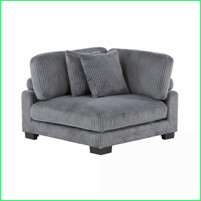 Modern Modular Corner Seat Gray Corduroy Sofa – Adjustable Back/Arms, Reversible Cushions &amp; Pillows | Gray | Plywood | Cushion Back