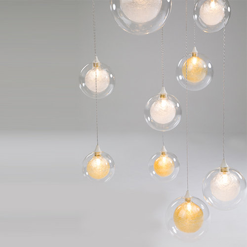 37 - Light Pendant, Clear/Gold