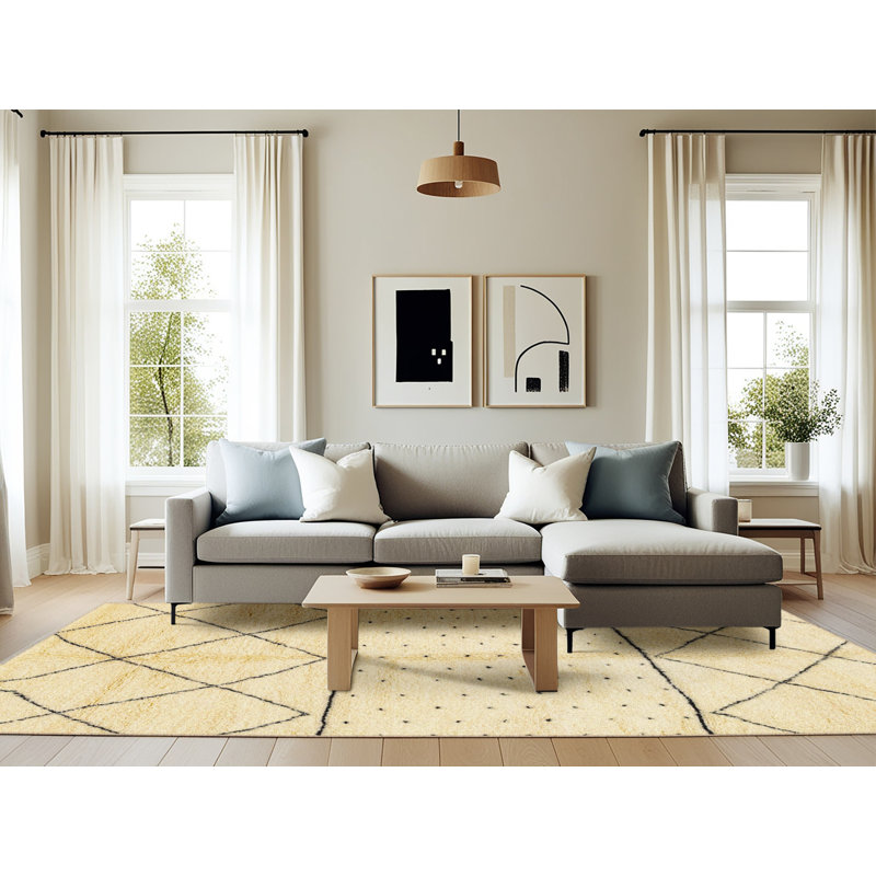 Wool Abstract Indoor Rug, Rectangle 6' x 9'
