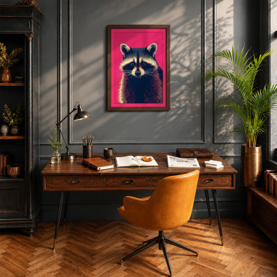 Raccoon Portrait Modern - Framed Print