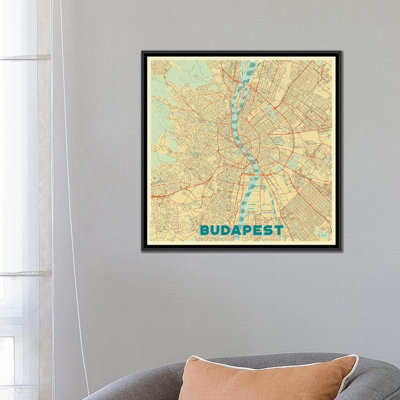 « budapest retro urban blueprint map », reproduction d’impression sur toile