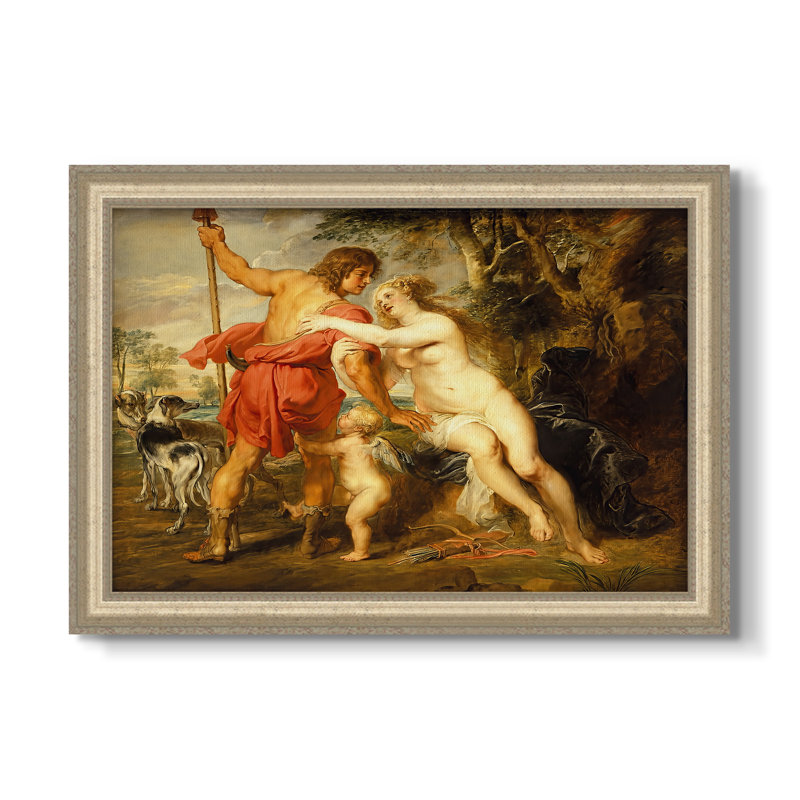 Vénus et Adonis, v. 1635 - Peter Paul Rubens - Toile encadrée sur mesure, Format intérieur 20 po x 28 po, Toile avec cadre