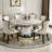 Simple White Faux Marble Round Dining Table Set-104829586