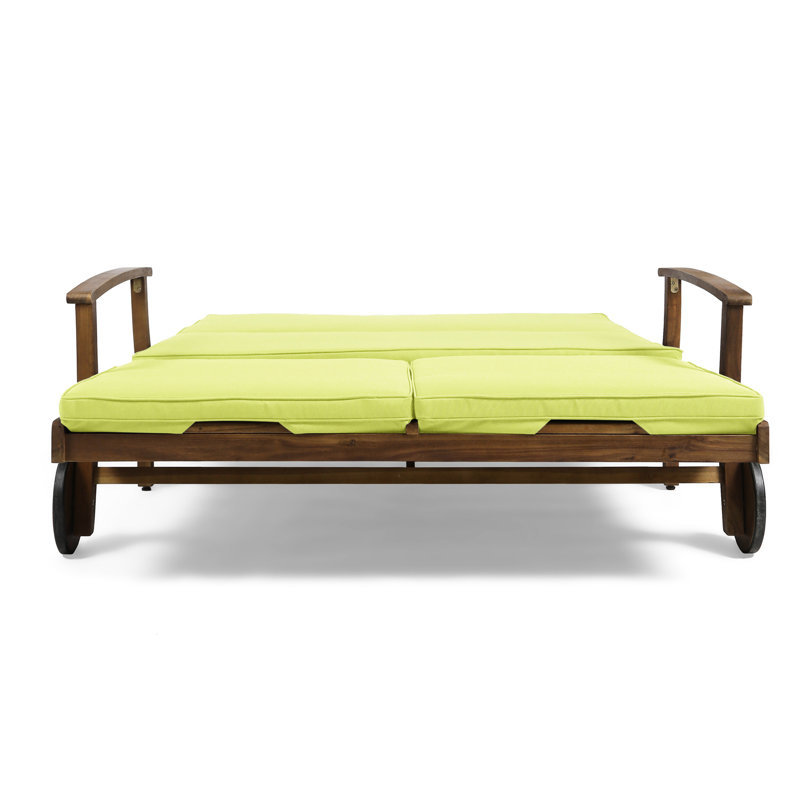Double méridienne double pour patio de véranda à séchage rapide avec coussins de conception entièrement réglables et côtés en bois pour l'extérieur