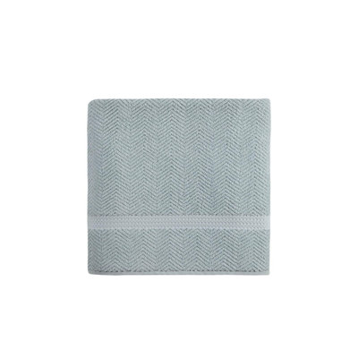 Drap de bain à chevrons en coton turc bleu clair, 101,6 cm x 177,8 cm