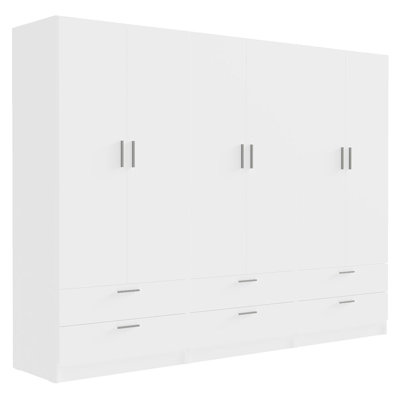 Hokku Designs 6 Doors 6 Drawers Storage Cabinet Wardrobe with Shelves and Hanging Space 94"L Wooden Armoire Closet Organization Unit for Bedroom and O by Hokku Designs
