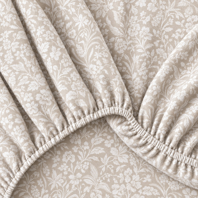 Ensemble de draps 100% flanelle de coton, Ensemble de draps pour très grand lit avec 2 taie, Motif floral à pétales givrées