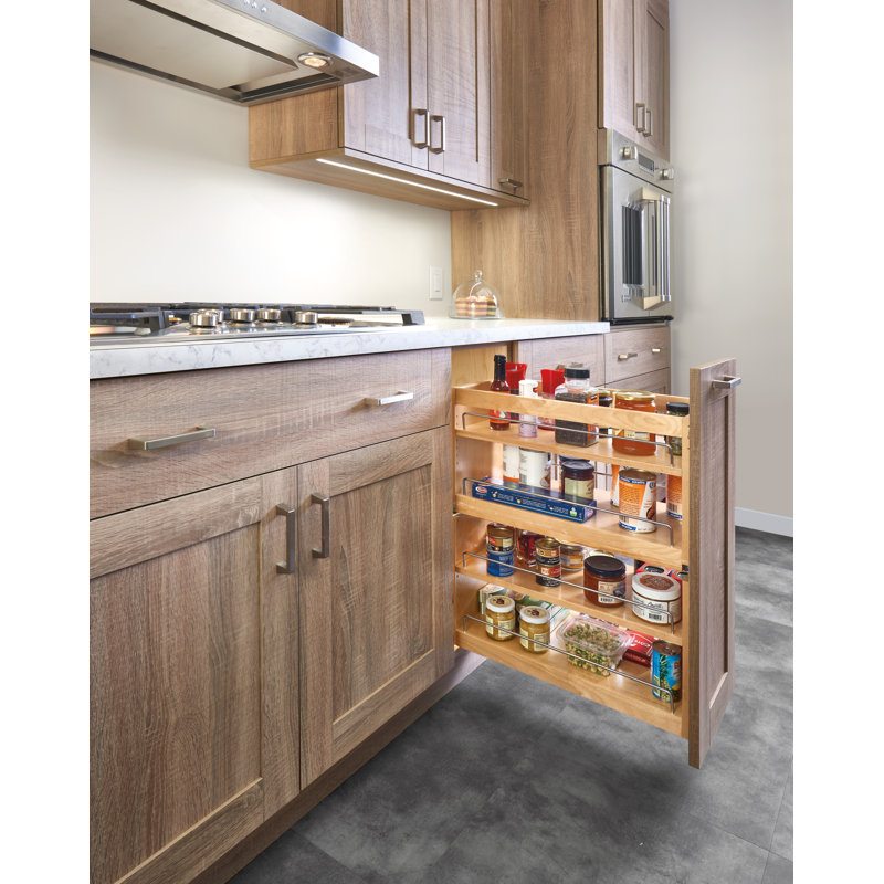 Wood Base Cabinet Pullout Organizer W/ Soft-Close, 9.25" W