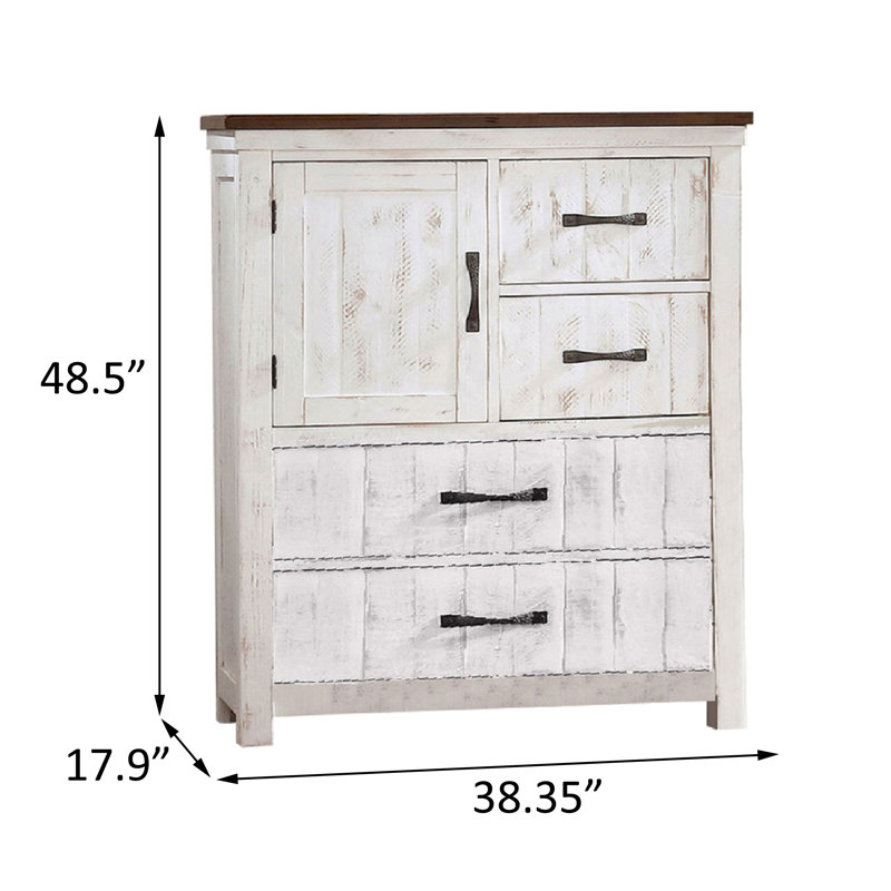 38.35'' W 4 - Drawer Chest In Distressed White