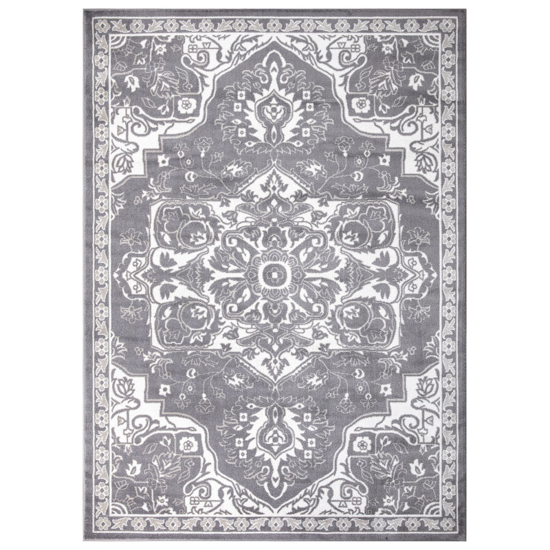 Verdone gris rétro géométrique sans médaillon gris, Rectangle 7 pi 10 po x 9 pi 10 po