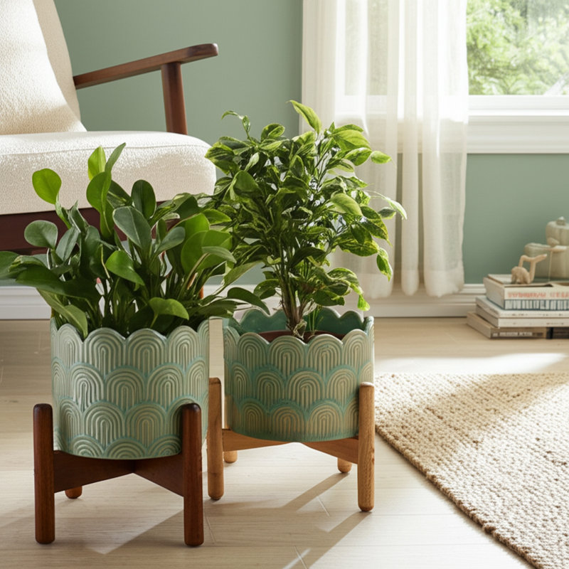 Ensemble de 2 pots à fleurs Weeda, H 7 po x l 8 po x P 8 po, Vert
