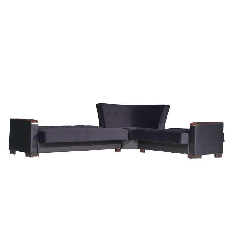  Nadler X Fabric Upholstered 224” Convertible Sectional Sofa Bed with Storage – Firm Support L-Shaped Sleeper Sectional for Small Spaces