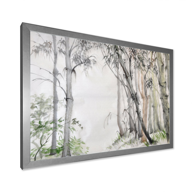 Forêt de bambou chinois - reproduction de cadre photo sur toile, Impression argent sur toile encadrée