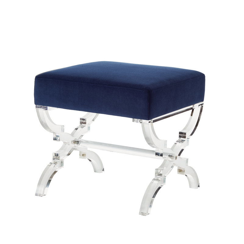 Repose-pieds 18 po en velours et transparent, Bleu marine