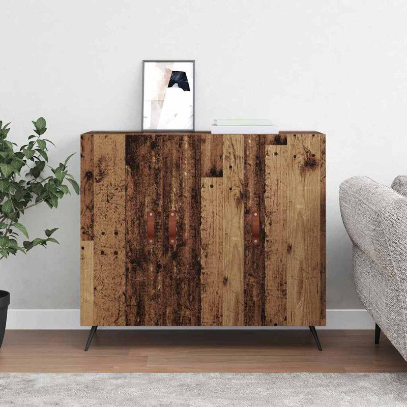 Sideboard Engineered Wood Rectangular Storage Modern Contemporary, Old Wood