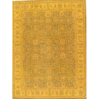 Ferehan One-of-a-Kind 9'1" X 12' 2010s Wool Area Rug in Yellow