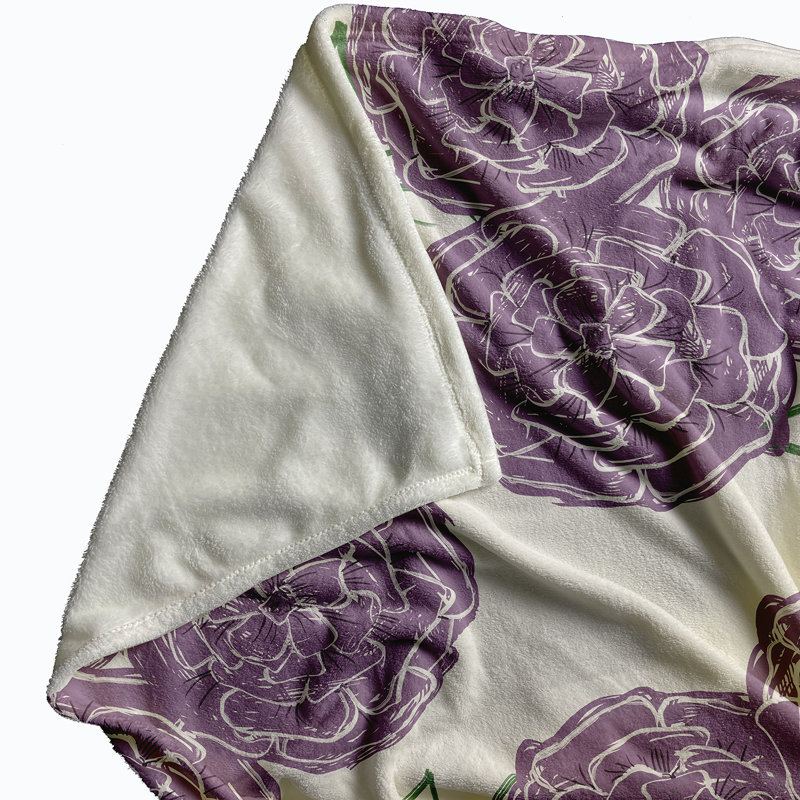 Wakeland Plain Weave / Muslin Throw Blanket, Ivory/Lavender