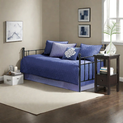 Reversible Cotton Bedding Set, Navy Stripe Design, Cozy Daybed Cover