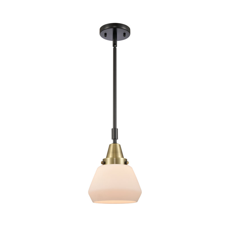 Luminaire suspendu conique à 1 lumière Cahn, Blanc mat, Ampoule non incluse, Laiton antique noir