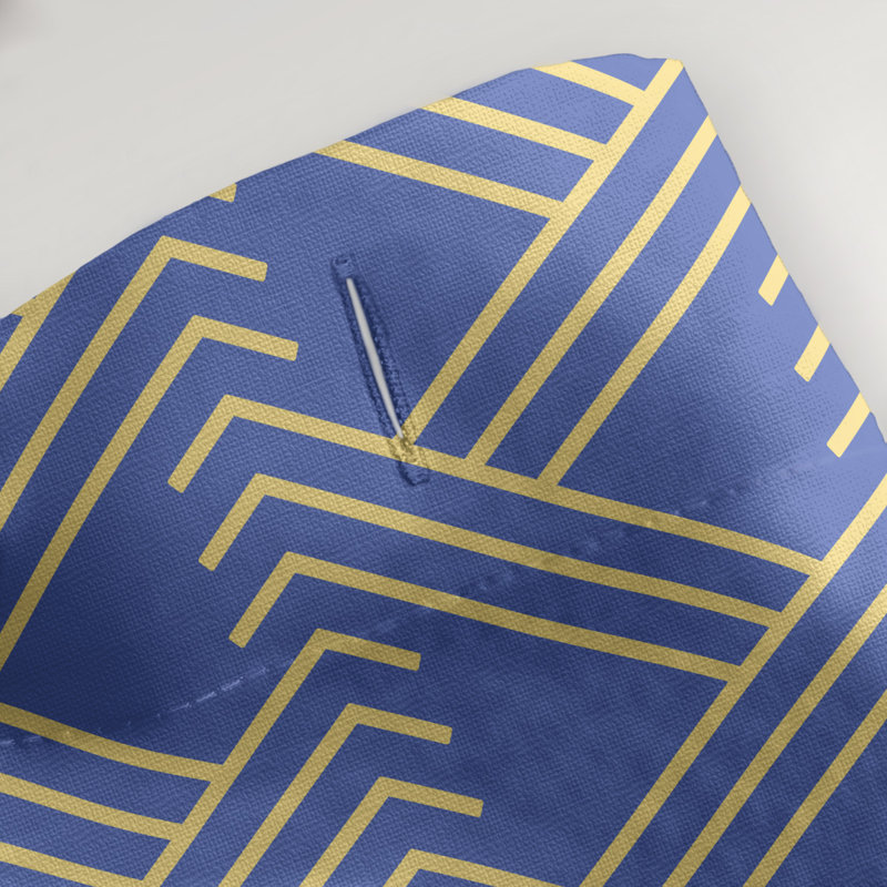 Rideau de douche simple Classic Zig Zag, Bleu / Jaune