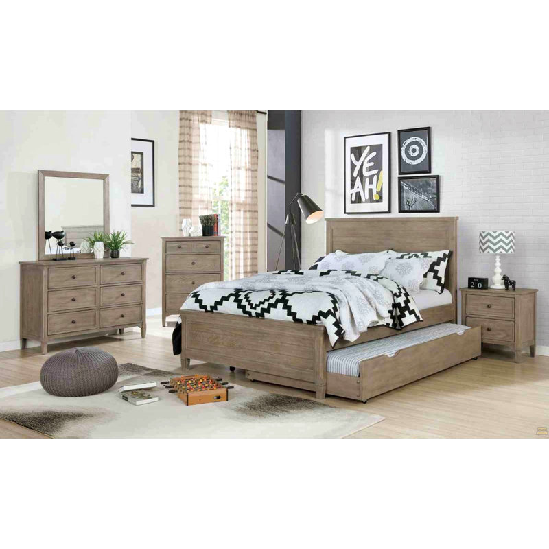 Mobilier de chambre à coucher à poignées rondes gris foncé
