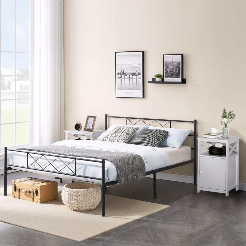 Blevens 16'' W Metal Nightstand, White, Set of 2