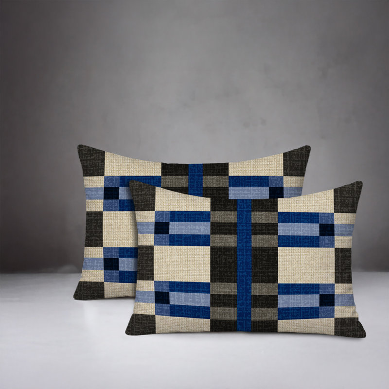 Ensemble de coussins réversibles intérieur / extérieur Joey, 20 po x 14 po, Marine
