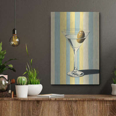 Ebern Designs 'Martini With Olive' by Svetlana Aleynikova Metal Wall Art