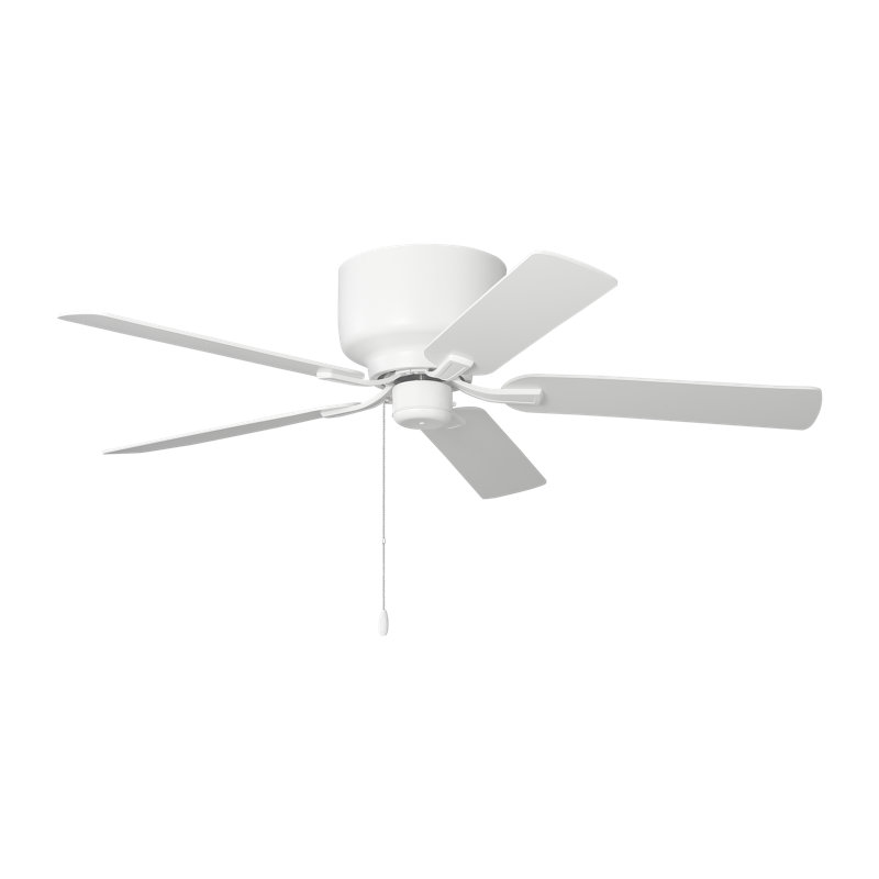 Ventilateur de plafond d'intérieur Linden 52 Hugger avec pales blanc mat et télécommande, Blanc mat, Blanc mat